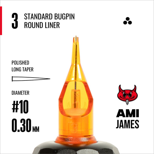 CAM x AMI JAMES Cartridges - Standard Bugpin Round Liner - #10 (0.30mm) - 20 Stück/Box